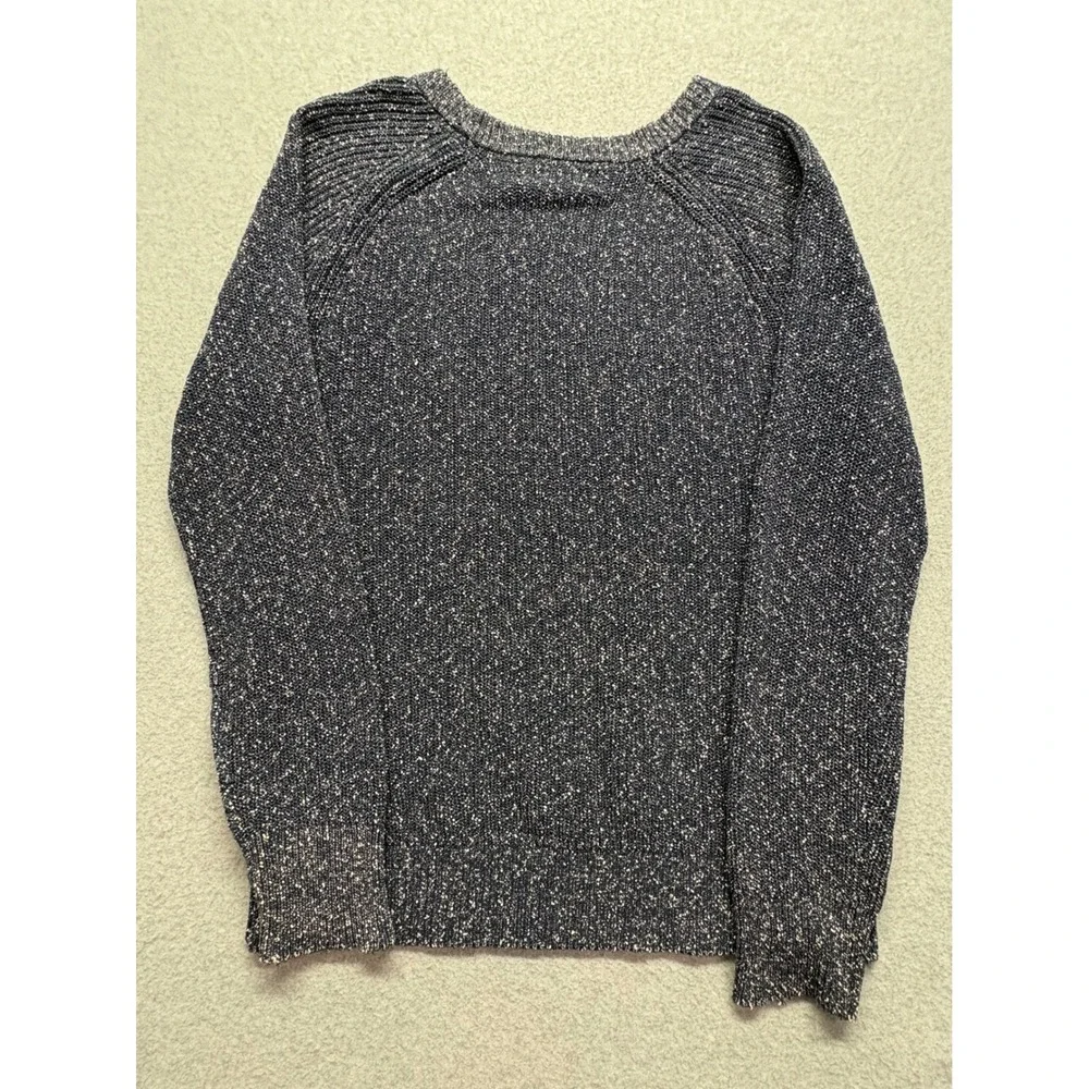 HM LOGG Mens Navy Blue White Marled Cotton Knit Crewneck Sweater O/N 835240